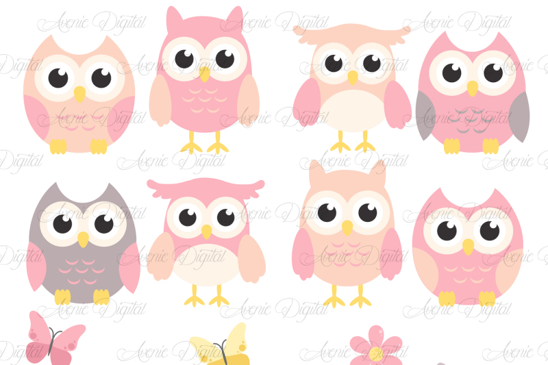 pink-and-grey-owl-cliparts-vectors