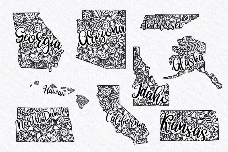 50 States Mandala Svg Bundle State Svg Cut File By Shannon Keyser