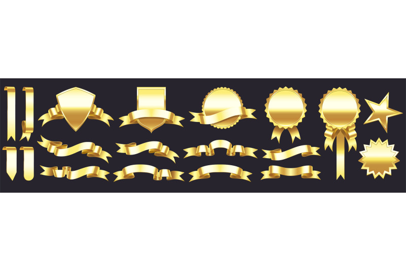 gold-banner-with-ribbons-shapes-for-gift-accessory-and-tag-festive