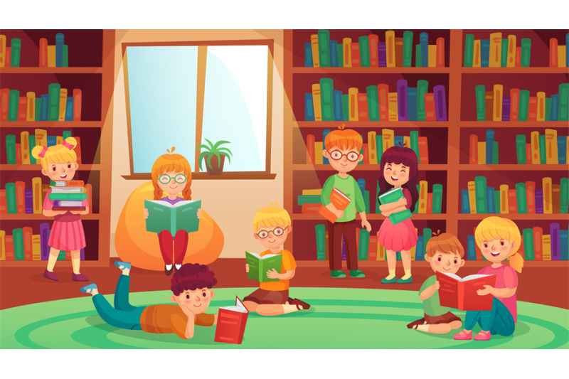 kids-in-library-reading-books-girls-and-boys-learning-getting-knowle