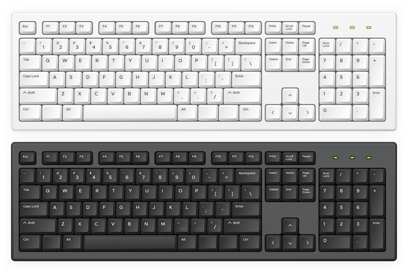 keyboard-pc-white-and-black-key-buttons-with-english-qwerty-alphabet