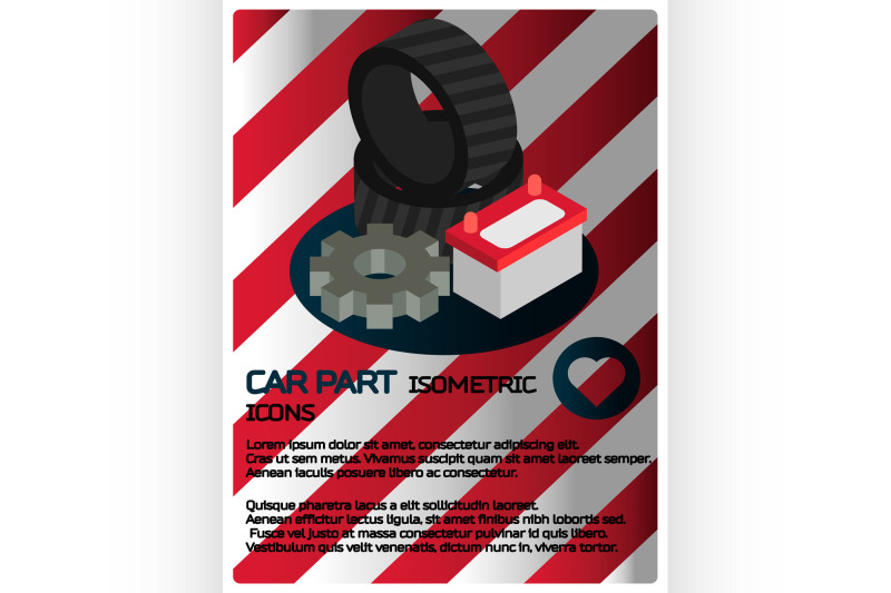 car-part-isometric-poster