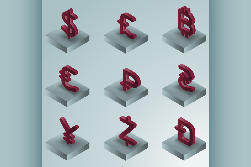 currency-color-gradient-isometric-icons