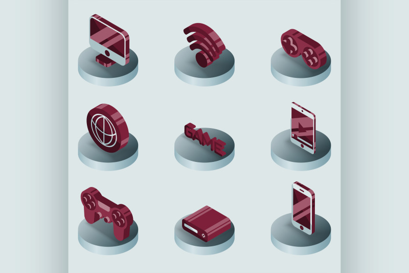 cyber-sport-color-isometric-icons