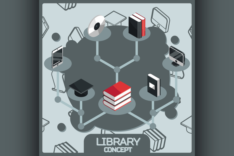 library-color-concept-isometric-icons