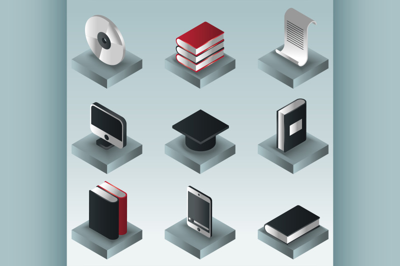 library-color-gradient-isometric-icons