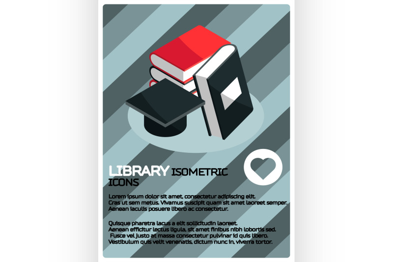 library-color-isometric-poster