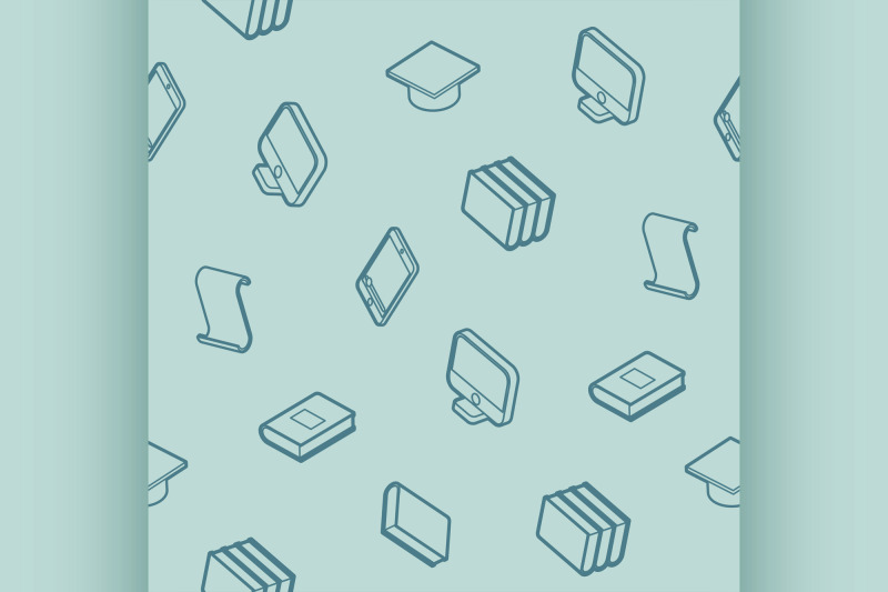 library-outline-isometric-pattern