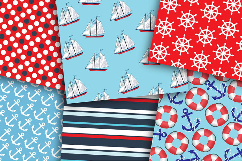 sail-and-anchor-set-digital-papers-nautical-digital-papers-stripes