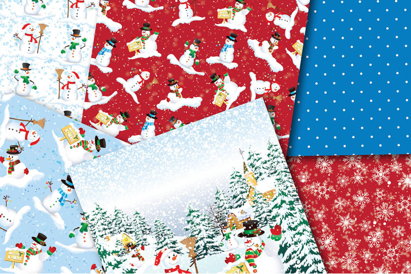 christmas-digital-papers-christmas-snowman-scrapbook-papers-snowman