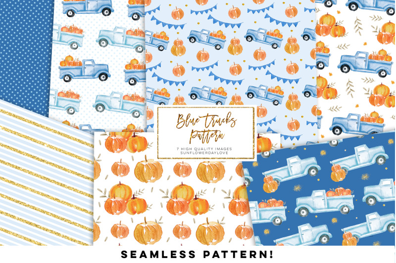 blue-pumpkin-truck-pattern-autumn-truck-digital-pattern