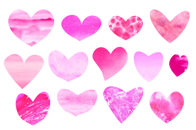 pink-purple-hearts-watercolor-clipart-valentines-day-clip-art