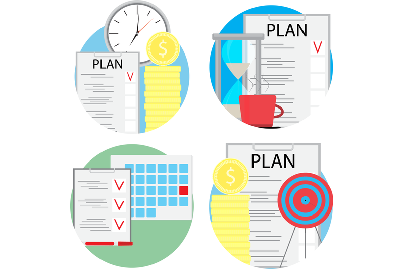 planning-and-management-of-business-set-icons