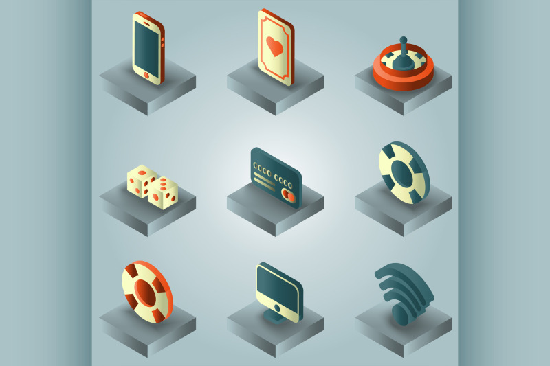 online-casino-color-gradient-isometric-icons