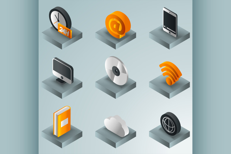online-library-color-gradient-isometric-icons