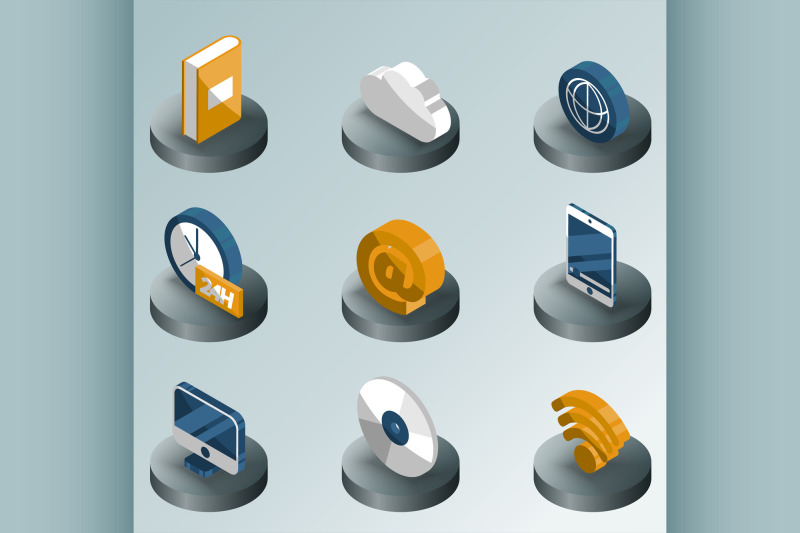 online-library-color-isometric-icons