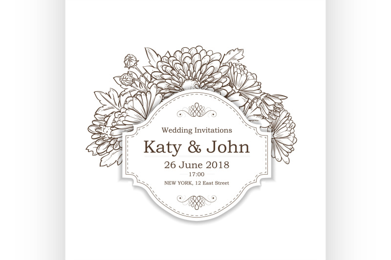 vector-invitation-with-chrysanthemum-flowers