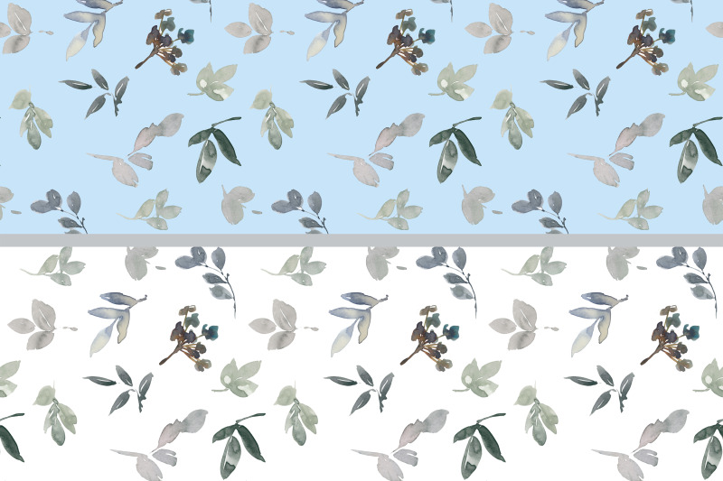 gray-and-white-watercolor-floral-clipart-and-pattern-set