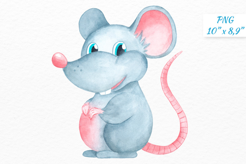grey-watercolor-rat-clipart