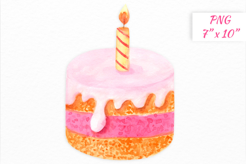 watercolor-birthday-cake-with-candle-clipart