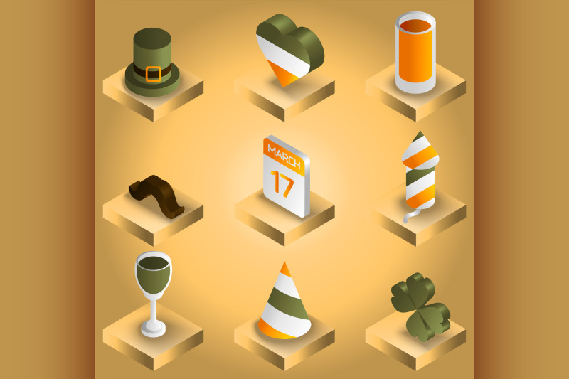 st-patricks-day-gradient-isometric-icons