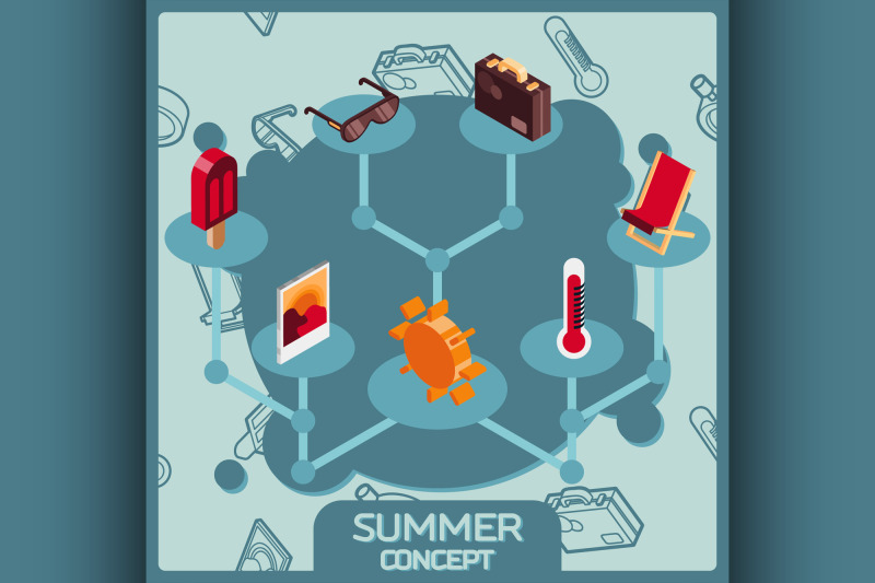 summer-color-concept-isometric-icons