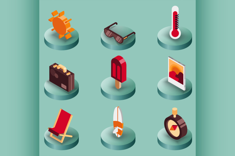 summer-color-isometric-icons