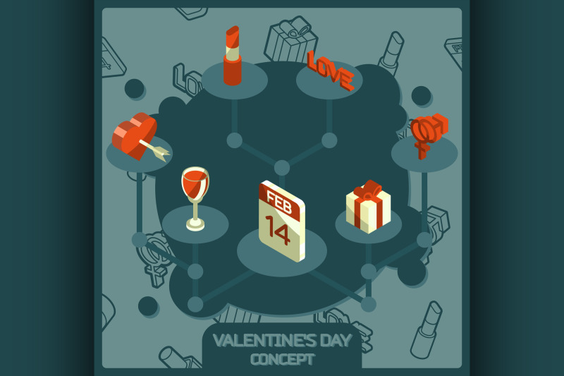 valentines-day-color-concept-isometric-icons