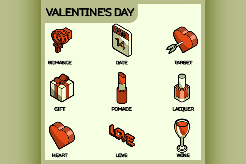 valentines-day-color-outline-isometric-icons