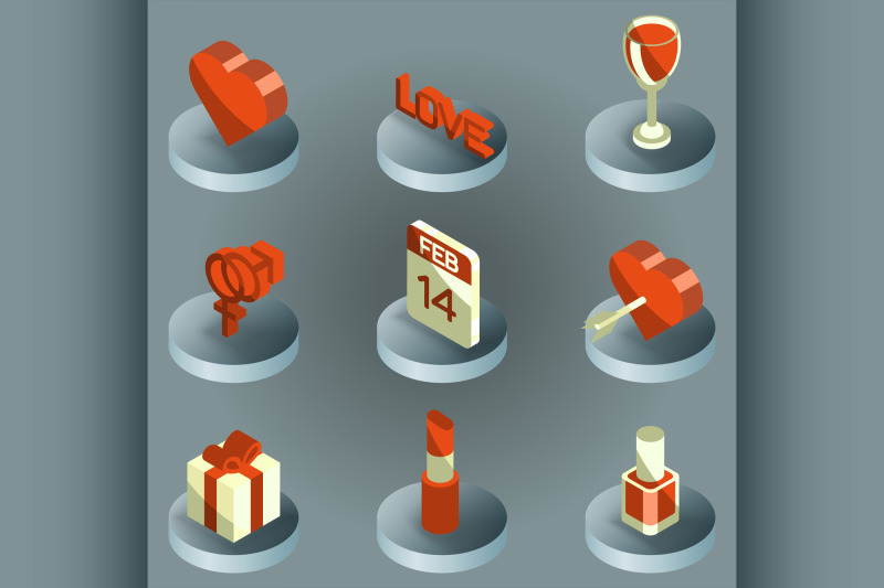 valentines-day-color-isometric-icons