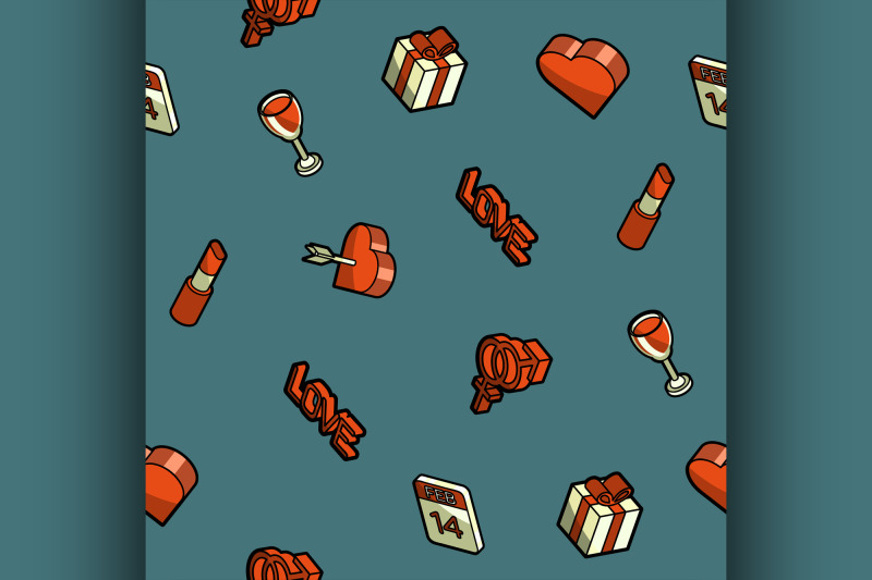 valentines-day-color-outline-isometric-pattern