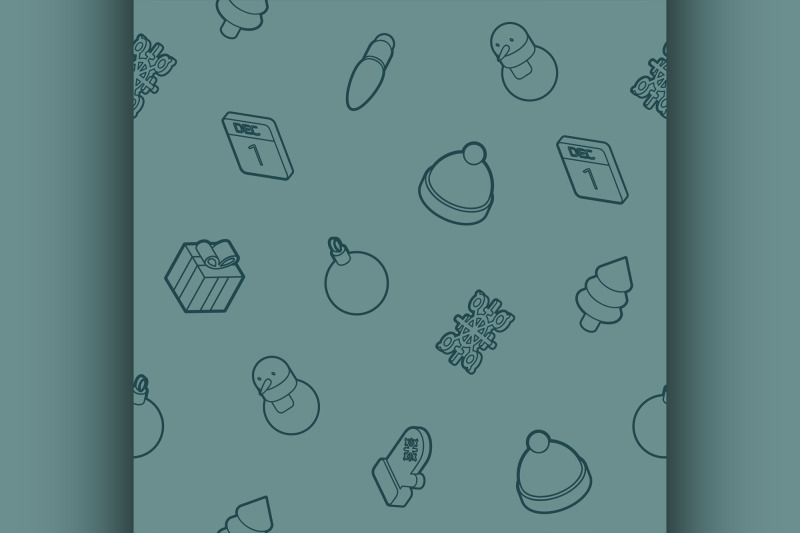 winter-outline-isometric-pattern