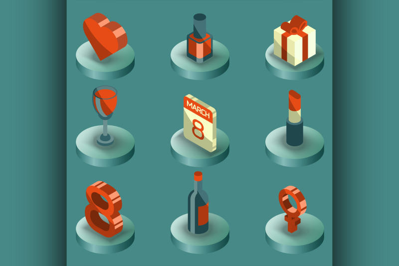womens-day-color-isometric-icons