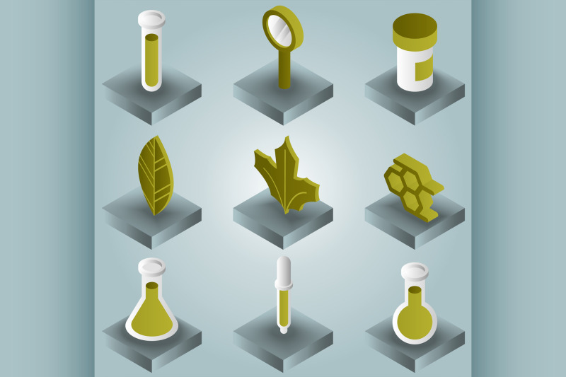 biology-color-gradient-isometric-icons