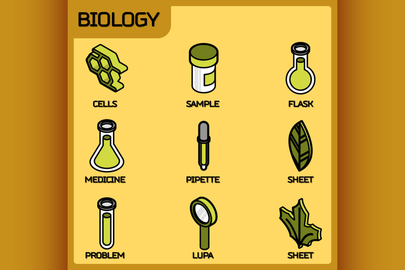 biology-color-outline-isometric-icons