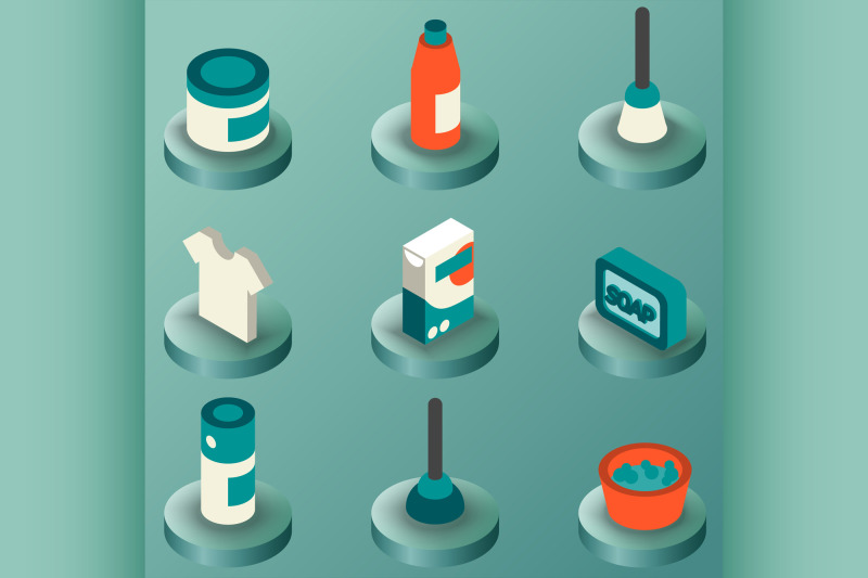 cleaning-color-isometric-icons
