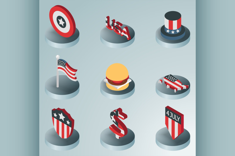 independence-day-color-isometric-icons
