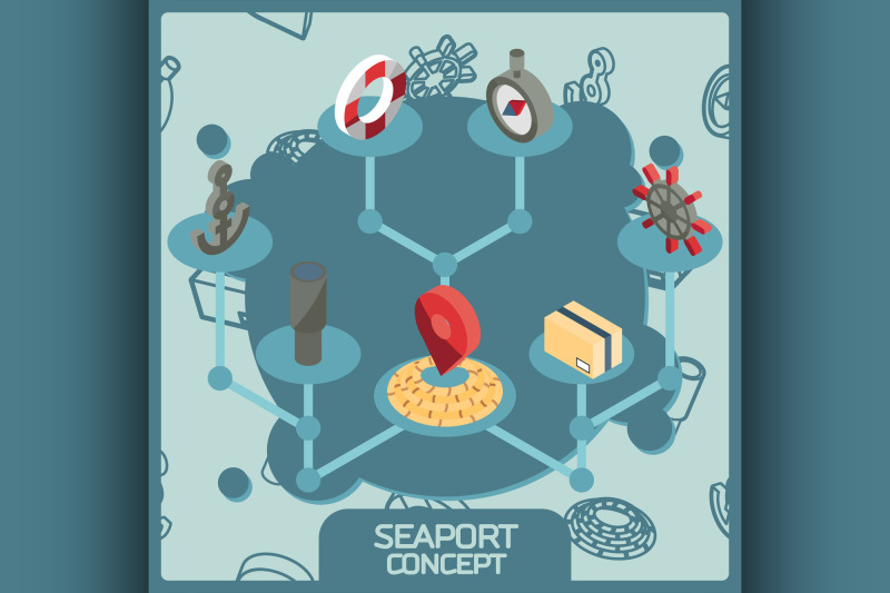 seaport-color-concept-isometric-icons