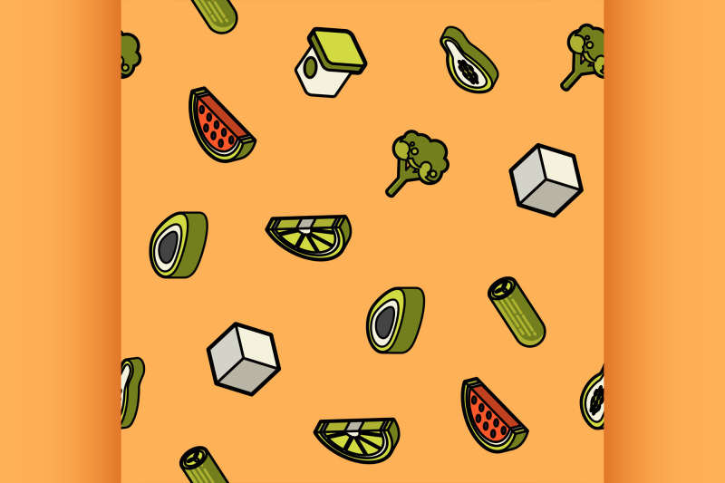 vegan-life-color-outline-isometric-icons