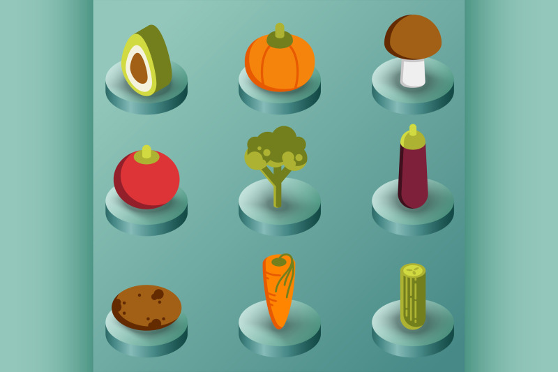 vegetebles-color-isometric-icons