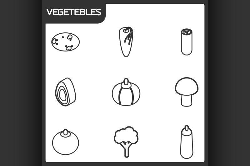 vegetebles-outline-isometric-icons