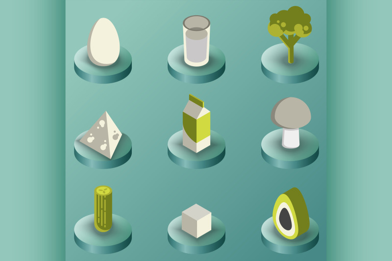 vegeterian-color-isometric-icons