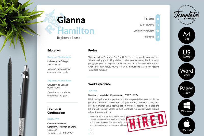 nurse-resume-template-for-microsoft-word-amp-apple-pages-gianna-hamilton