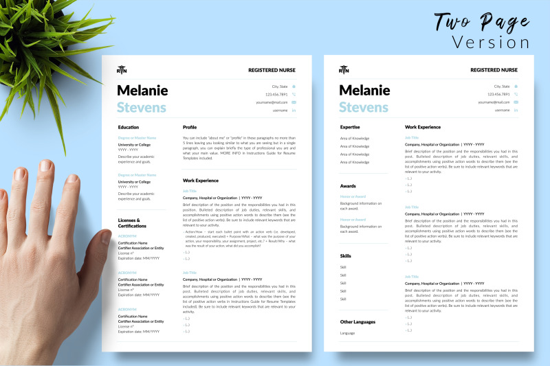 nurse-resume-template-for-microsoft-word-amp-apple-pages-melanie-stevens