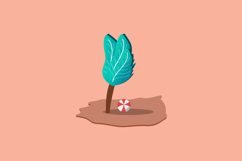 flat-illustration-of-summer-with-coconut-tree
