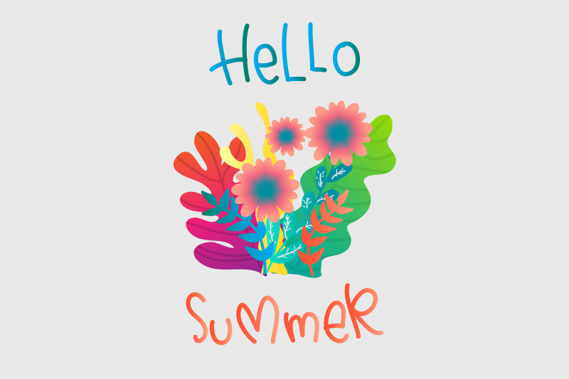 flat-illustration-summer-with-flower-and-leaf