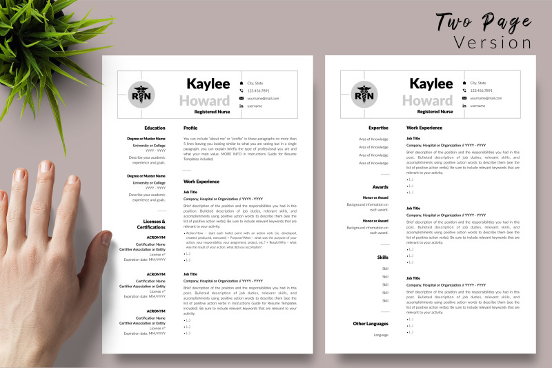 nurse-resume-template-for-microsoft-word-amp-apple-pages-kaylee-howard