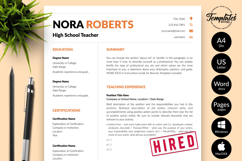 teacher-resume-template-for-microsoft-word-amp-apple-pages-nora-roberts