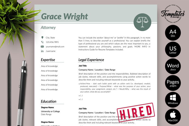 legal-resume-cv-template-for-microsoft-word-amp-apple-pages-grace-wright