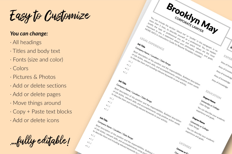 legal-resume-cv-template-for-microsoft-word-amp-apple-pages-brooklyn-may